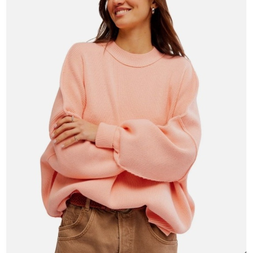 Free People Easy Street Tunic Sweater Pale Rosette Women's Oversized Small